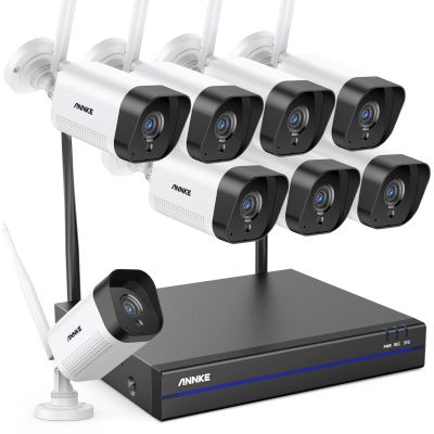ANNKE Security Camera System, 8pcs Wireless 3MP IP Cameras with 10CH 5MP NVR for Home Security Outdoors, Motion Detection, Two-Way Audio, 100ft Night Vision, Compatible with Alexa, NO HDD