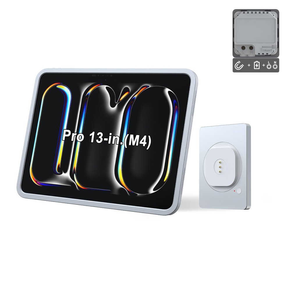 EMONITA Magnetic Wall Mount with Charging Case A13 for iPad Pro 13-Inch (M4). 100-250V AC 18W Quick Charge, Strong Magnets, 360 Rotation