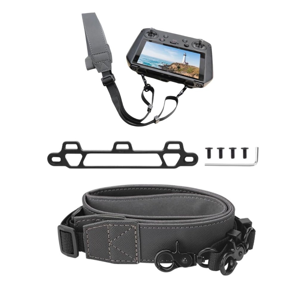 Aluminum Alloy Bracket + PU Lanyard for DJI RC PRO/Smart Controller, Switchable Single & Double Buttons (Bracket+Lanyard)
