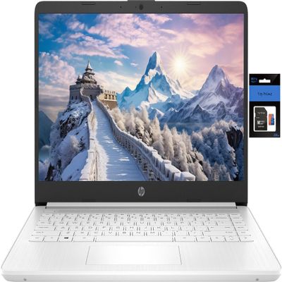 HP 14 HD Laptop Computer Students Business, Quad-Core Intel Celeron Processor, 16GB RAM, 320GB Storage(64GB eMMC+256GB SD Card), 1 Year Office 365, HDMI, Win 12 w/TP Accessories
