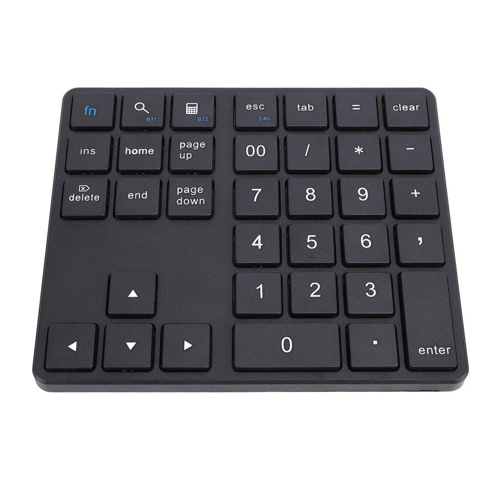 Heayzoki BT Number Pad, USB C Rechargeable 2.4G Numeric Keypad, External 35 Keys Keyboard with Receiver, for Smartphones, Laptops, Desktops, Tablets (Black)