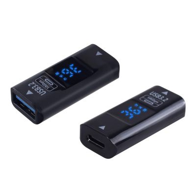 Poyiccot USB A to USB C Adapter 3.2, 10Gbps Type A Female to Type C Female Adapter with Digital Display, Both-Side Transmission Current/Voltage Real-time Display for Phone, MacBook, PC, 2-Pack
