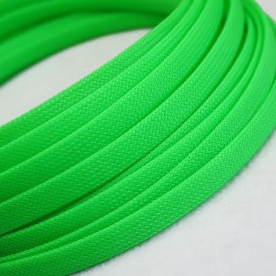 EASYFA PET Braided Wire Sleeve 2 to 14mm Tight High Density Cable Protection Expandable UV, Cable Sleeve Split Sleeving(UV Green,8MM*1 Meter)