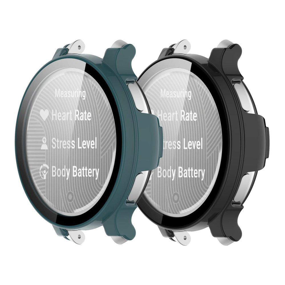 2Pack Case Compatible for Garmin Lily 2 Active All-Round Screen Protector Case Compatible for Garmin Lily 2 Active Smartwatch (Green/Black)