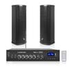 Sound Town Commercial Restaurant Bluetooth Amplifier + Column Speaker Set, with One 2-Zone 70V/100V Amplifier with Bluetooth, 2 x All-Weather Dual 5-Inch Column Speakers, Black (PAC80X2CL25B) view 1