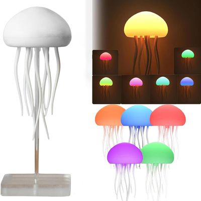 Led Cute Jellyfish Night Light, Jelly Fish Lamp, RGB Gradient Cute Jellyfish Bedside Lamp Voice Control Light Rechargeable, Type-C Table Lamp Bedside Lamp with Touch Sensor Lamp for Bedroom