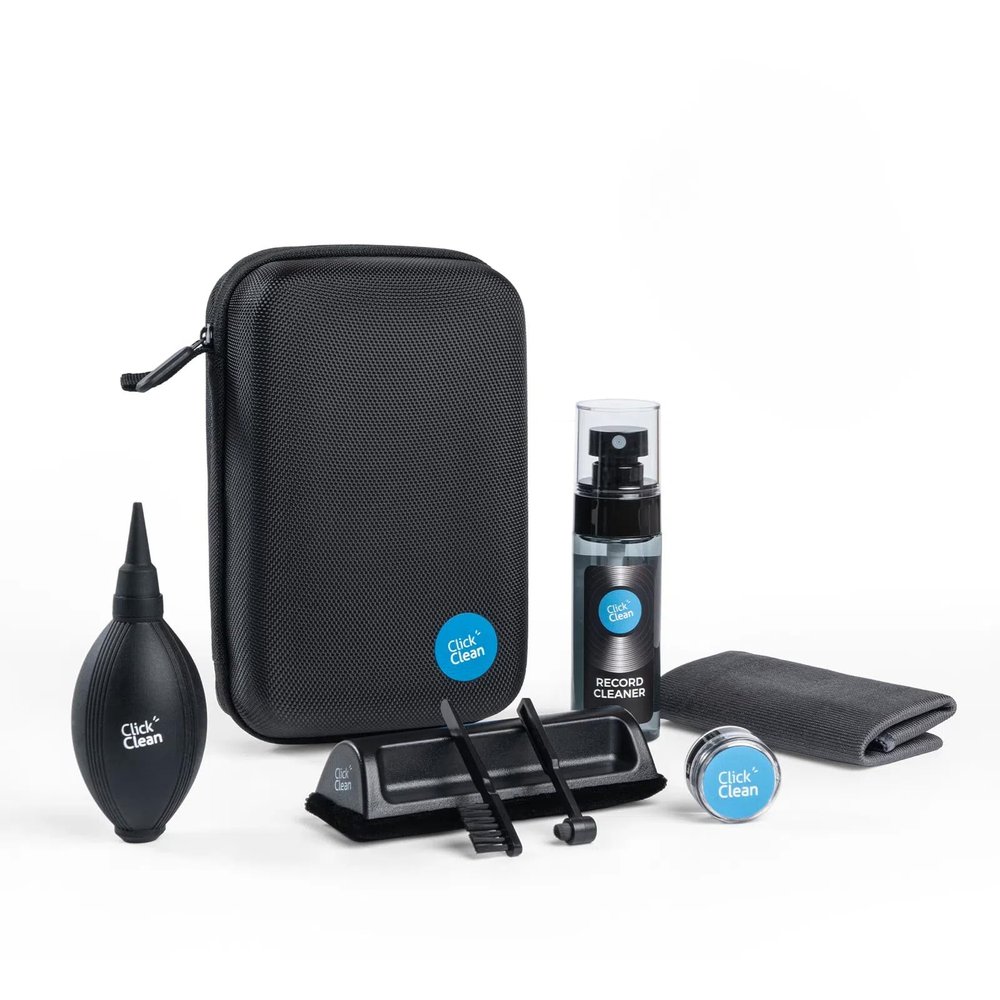 Click Clean 8 in 1 Vinyl Record Cleaning Kit - Velvet Cleaning Brush,Stylus Brush, 0.21 oz Vinyl Cleaning Gel, Mini-Microfiber Brush, Air Blower, Microfiber Cleaning Cloth