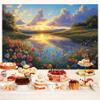 10X8ft Lake Natural Scenery Backdrop Spring Natural Scenery Flowers Landscape Mountain Forest Trees Blue Sky Sunset Photography Background Picnic Camping Hiking Spring Travel Vacation Backdrop view 4