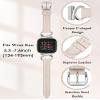 Minyee Leather Band Compatible with Fitbit Versa 2/Fitbit Versa/Versa Lite Bands Women, Slim Thin Dressy Designer Premium Leather Strap with C-Shape Metal Buckle for Versa 2 Watch, Starlight/Silver view 3