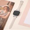Minyee Leather Band Compatible with Fitbit Versa 2/Fitbit Versa/Versa Lite Bands Women, Slim Thin Dressy Designer Premium Leather Strap with C-Shape Metal Buckle for Versa 2 Watch, Starlight/Silver view 4