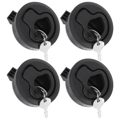 UKCOCO Boat Hatch Latch 4 Pcs Flush Pull Round Slam Locks with Recessed Handle for Boat Deck Access Rv Cabinet Hardware Compact 2.4 Inch