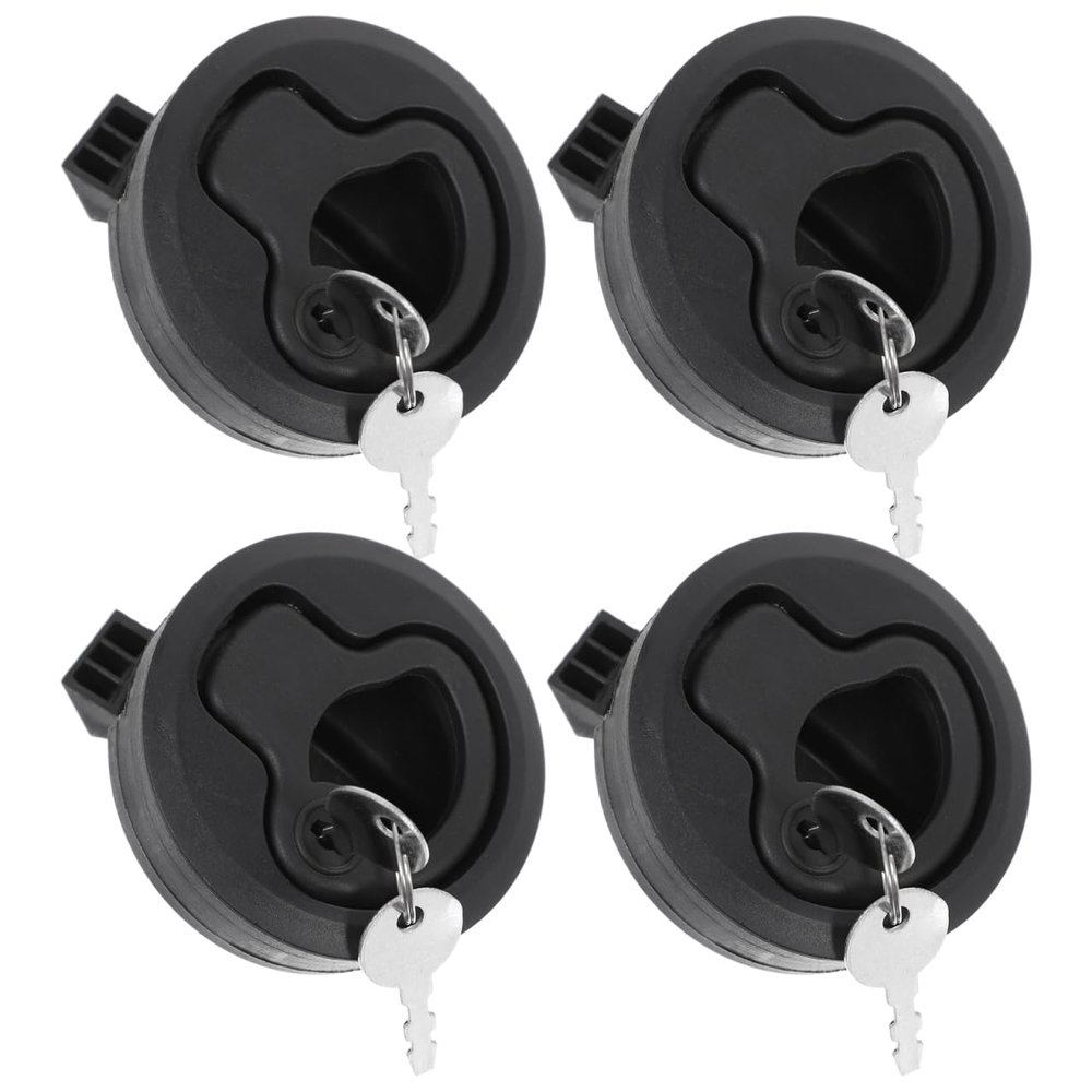 UKCOCO Boat Hatch Latch 4 Pcs Flush Pull Round Slam Locks with Recessed Handle for Boat Deck Access Rv Cabinet Hardware Compact 2.4 Inch
