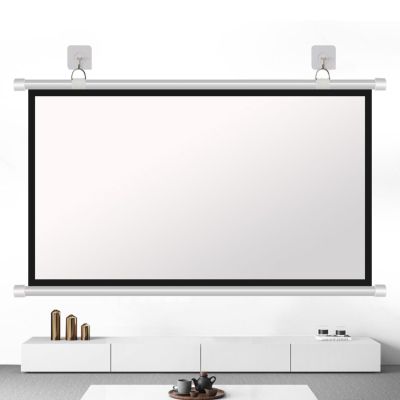 HJXGQJM White HD Pull Down Projector Screen, 40", 50", 60", 72" Portable Projector Screen, 16:9 HD Foldable Projector Screens Pull Down, for Home Theater Cinema Indoor Outdoor(16:9,40")