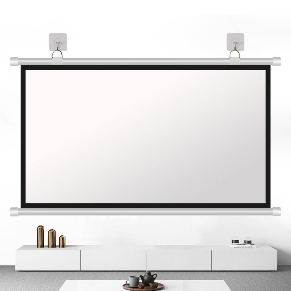 HJXGQJM White HD Pull Down Projector Screen, 40", 50", 60", 72" Portable Projector Screen, 16:9 HD Foldable Projector Screens Pull Down, for Home Theater Cinema Indoor Outdoor(16:9,40")