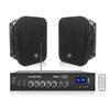 Sound Town Commercial Restaurant Bluetooth Amplifier + Surface-Mount Speaker Set, with One 2-Zone 70V/100V Amplifier with Bluetooth, 2 x 5.25-Inch Surface-Mount Speakers, Black (PAC80X2MS5B) view 1