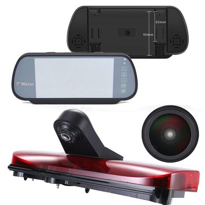 18mm HD Car Third Roof Top Mount Brake Light Rear View Camera Parking Safety Assistant, for Ford Transit Connect 2014-2017 Stop lamp Transporter Business MPV SUV Bus (with 7-inch Rearview Mirror)