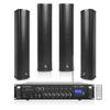 Sound Town Commercial Restaurant Bluetooth Amplifier + Column Speaker Set, with One 6-Zone 70V/100V Amplifier with Bluetooth, 4 x All-Weather Four 5-Inch Column Speakers, Black (PAC360X4CL45B) view 1