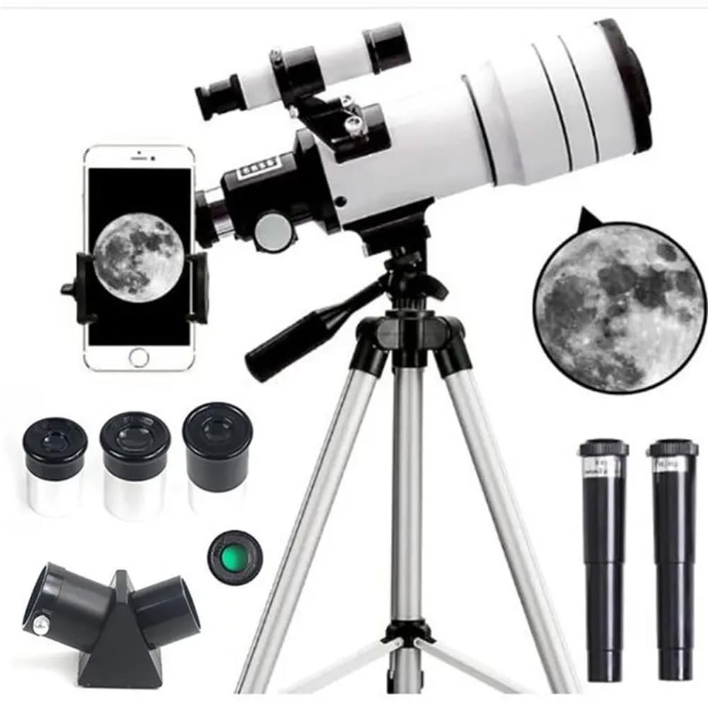 Telescope for Adults & Kids, 300mm Portable Telescope with an Phone Adapter & A Remote 70mm Aperture Astronomical Refractor Telescopes, Adjustable Tripod, for Astronomy Beginners (15X-150X)
