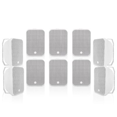 Sound Town 5 Pairs of 70V/100V 6.5" Weather-Resistant Surface-Mount Passive Speakers, with IP55-rated Enclosure, for Home & Commercial Installations, White (TARVOS-MS6W-PAIR)