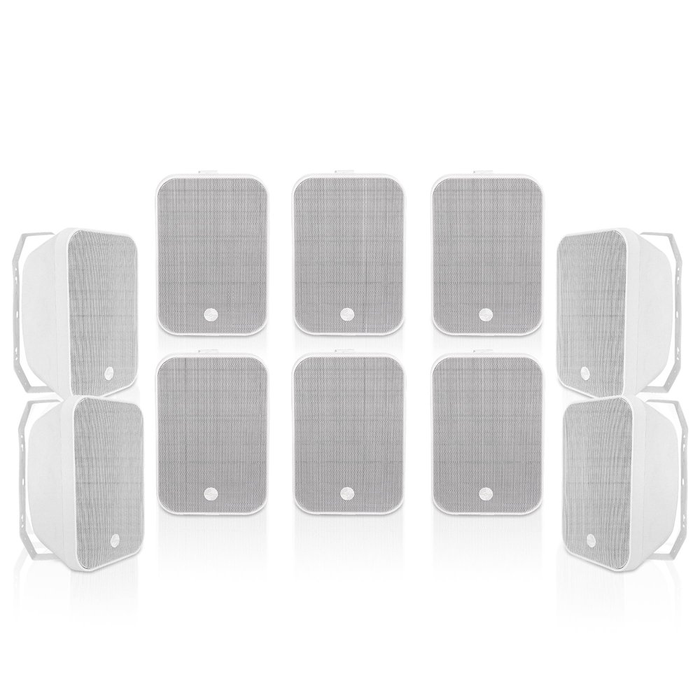 Sound Town 5 Pairs of 70V/100V 6.5" Weather-Resistant Surface-Mount Passive Speakers, with IP55-rated Enclosure, for Home & Commercial Installations, White (TARVOS-MS6W-PAIR)