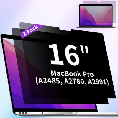 ANTOGOO V 2 Pack Privacy Screen Compatible with MacBook Pro 16 Inch Screen Protector (2021-2024, M1, M2, M3, M4), Anti Blue Light Glare & Anti Scratch Computer Privacy Shield for Mac Pro 16.2"