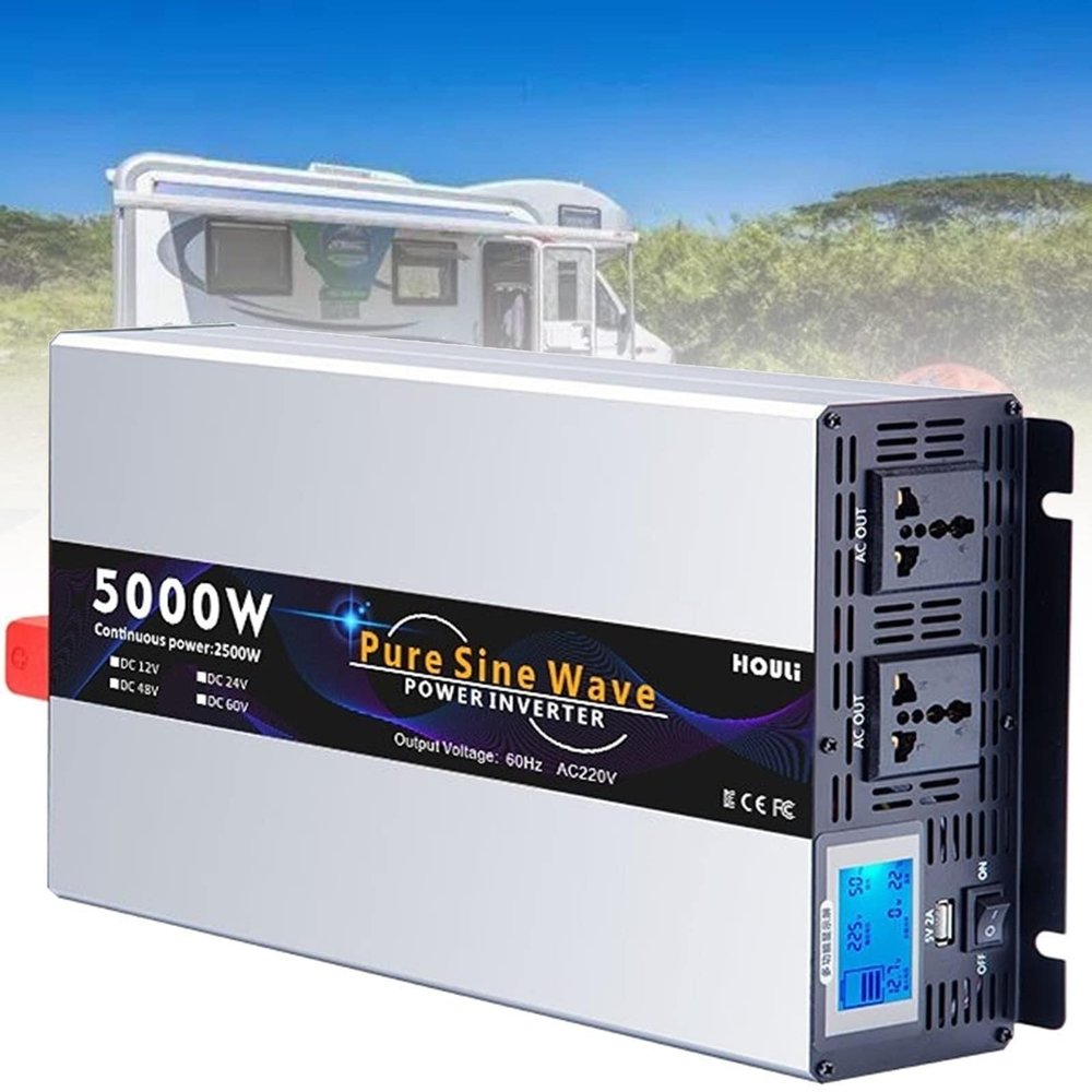 3000W 4000W 5000W 6000W 7000W Pure Sine Car Inverter Power Voltage Converter DC 12V/24V/48V/60V/72V to 110V / 220V 230V AC Pure Sine Wave Inverter Transformer Converter for Camping RV(5000W,48Vto110V)