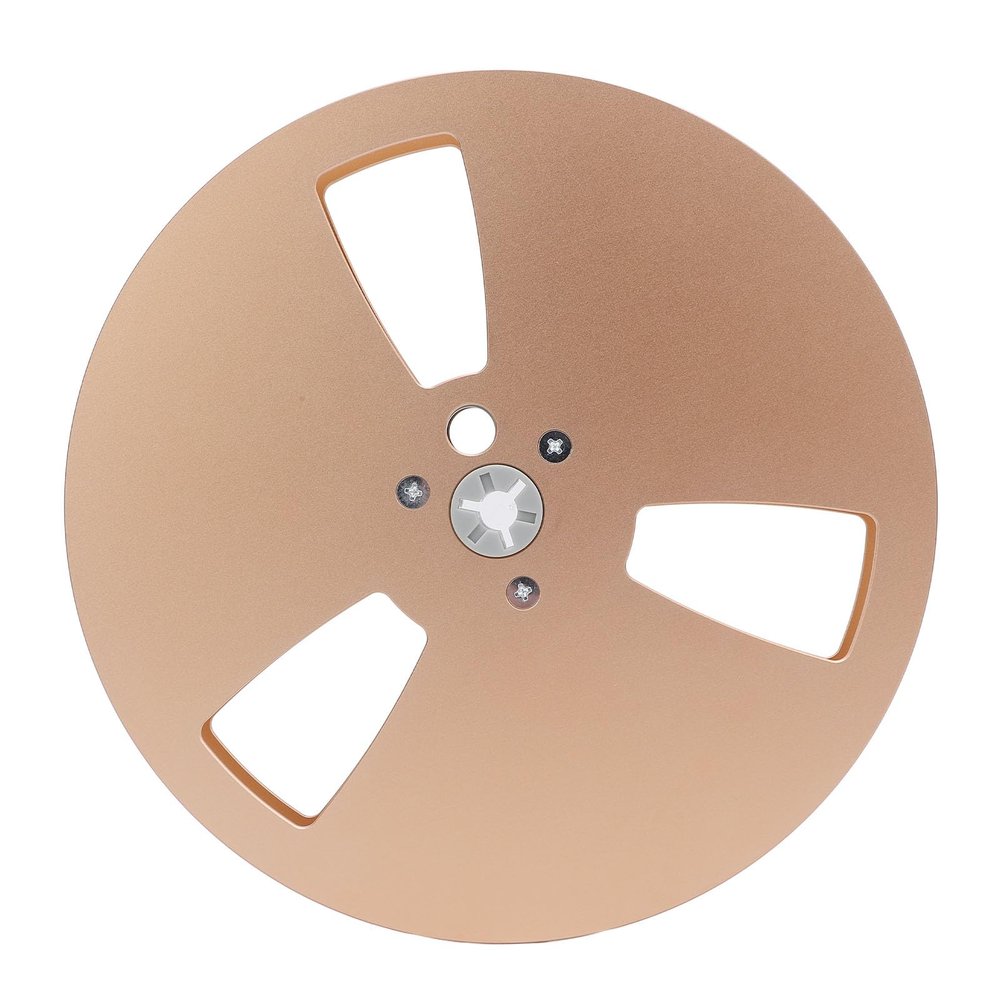 1/4 7 Inch Empty Tape Reel, Universal 3 Holes Aluminum Alloy Open Reel Sound Takeup Reel for Reel to Reel Tape Player(Black Silver Gold) (Gold)