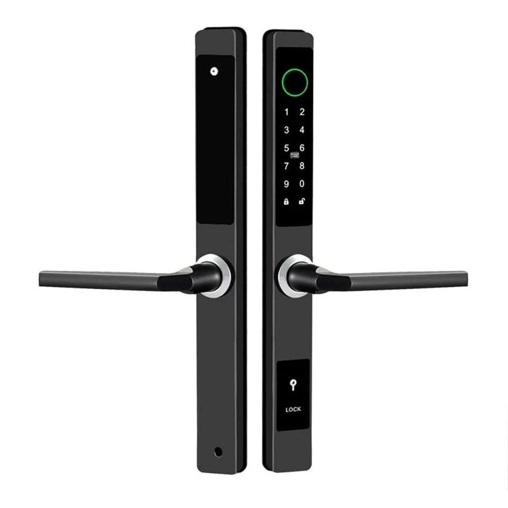 HIONJIN Remote Control Waterproof Smart Fingerprint Password Lock for Outdoor Push Pull Sliding Door(D)