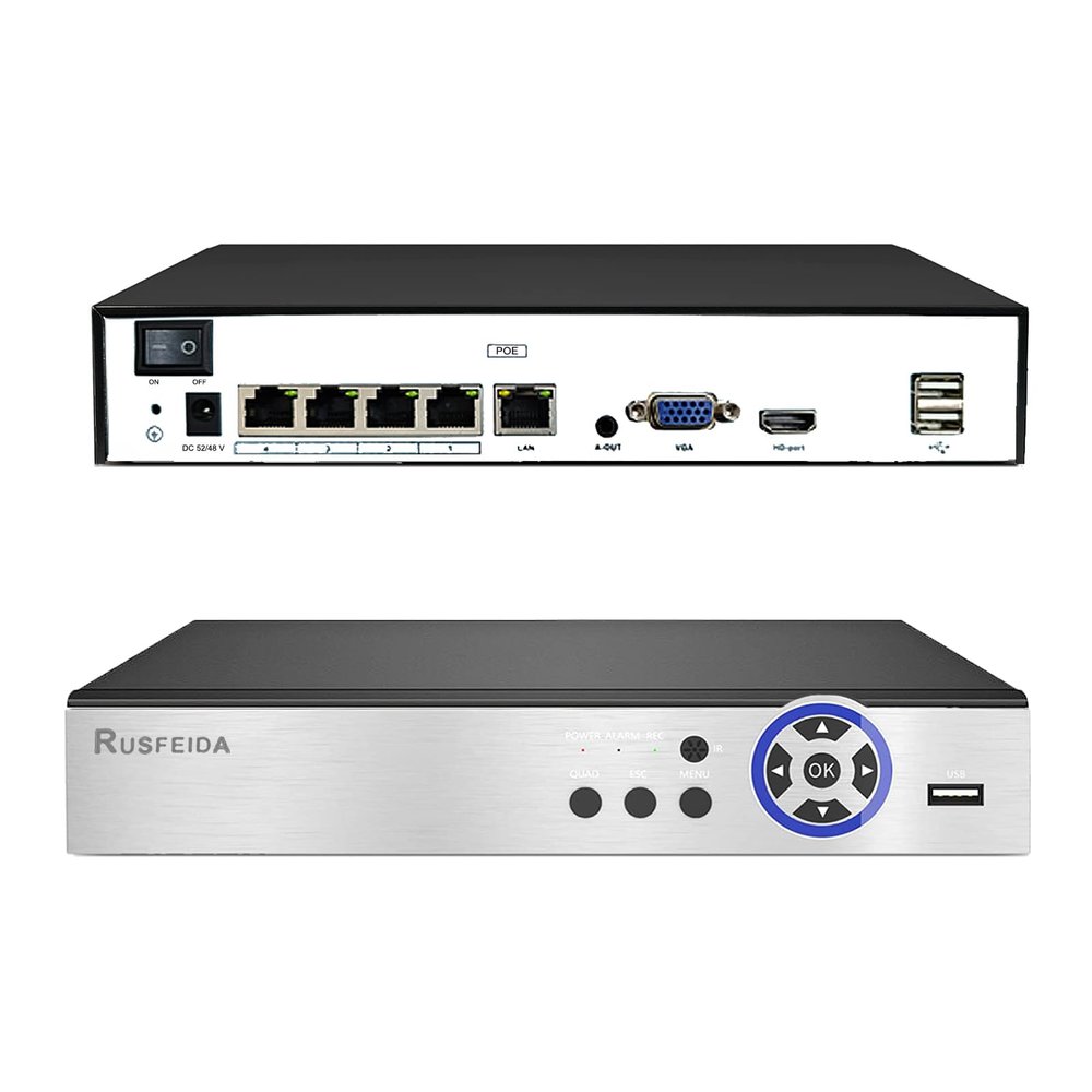 NVR for Security Camera System, 12MP 4K 4CH Network Video Recorder, Support 12MP/4K/5MP/4MP/3MP/1080P PoE IP Camera, Face Detection, 24/7 Recording (HDD Not Included)