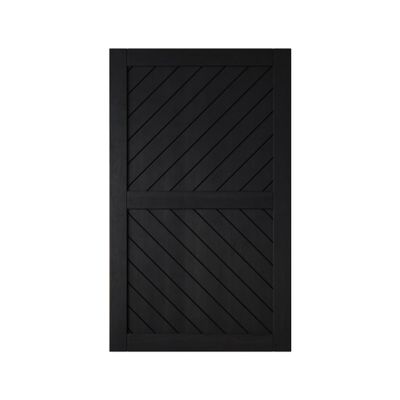 Homacer 42 in. x 80 in. Slanted Stripe Design 003 Black Finished & Unassembled Pine Wood Barn Door (Interior Use Only)