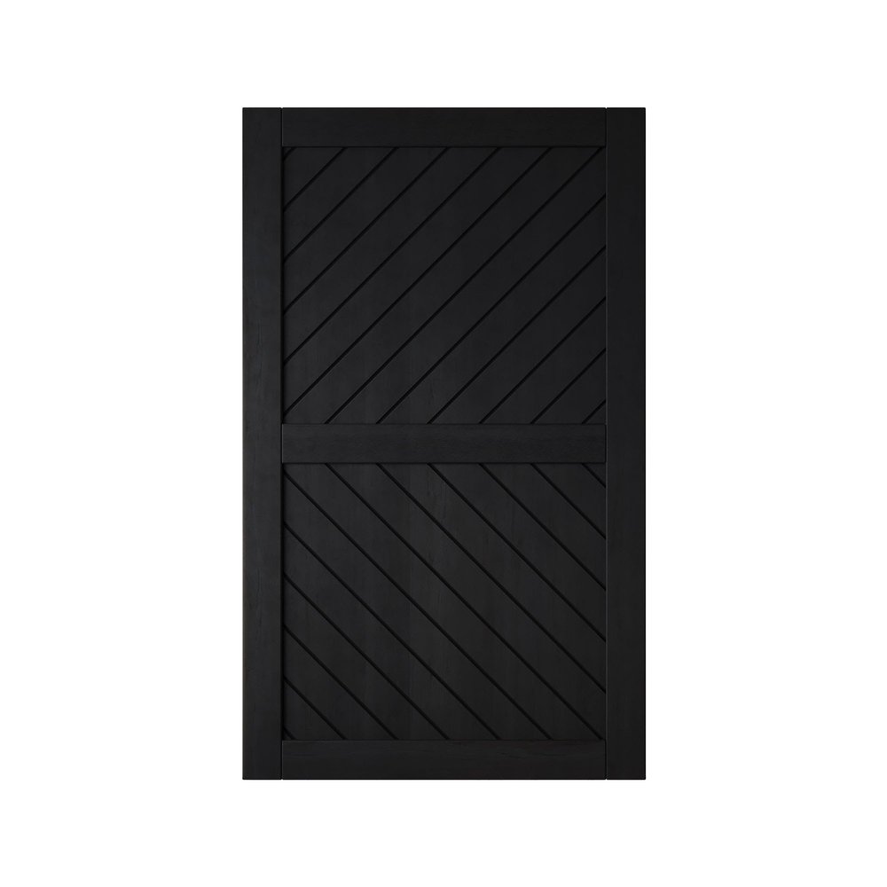 Homacer 42 in. x 80 in. Slanted Stripe Design 003 Black Finished & Unassembled Pine Wood Barn Door (Interior Use Only)