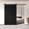 Homacer 42 in. x 80 in. Slanted Stripe Design 003 Black Finished & Unassembled Pine Wood Barn Door (Interior Use Only) view 2