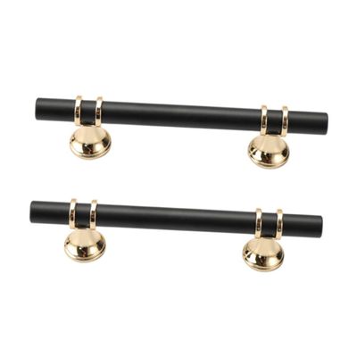 ARTIBETTER 2pcs Stylish Cupboard Pull Handles Metal Door Pullers for Cabinets Wardrobes and Bathrooms Modern Design Black Finish
