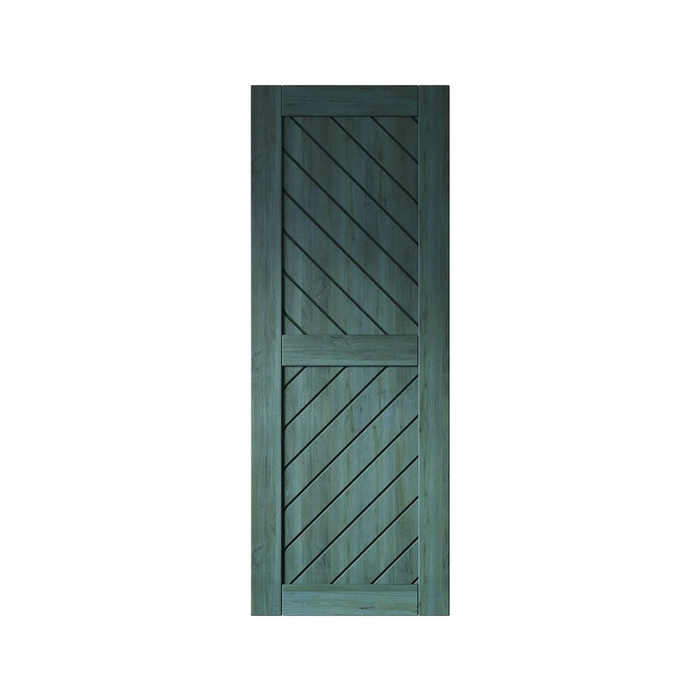 Homacer 26 in. x 80 in. Slanted Stripe Design 004 Royal Pine Finished & Unassembled Pine Wood Barn Door (Interior Use Only)