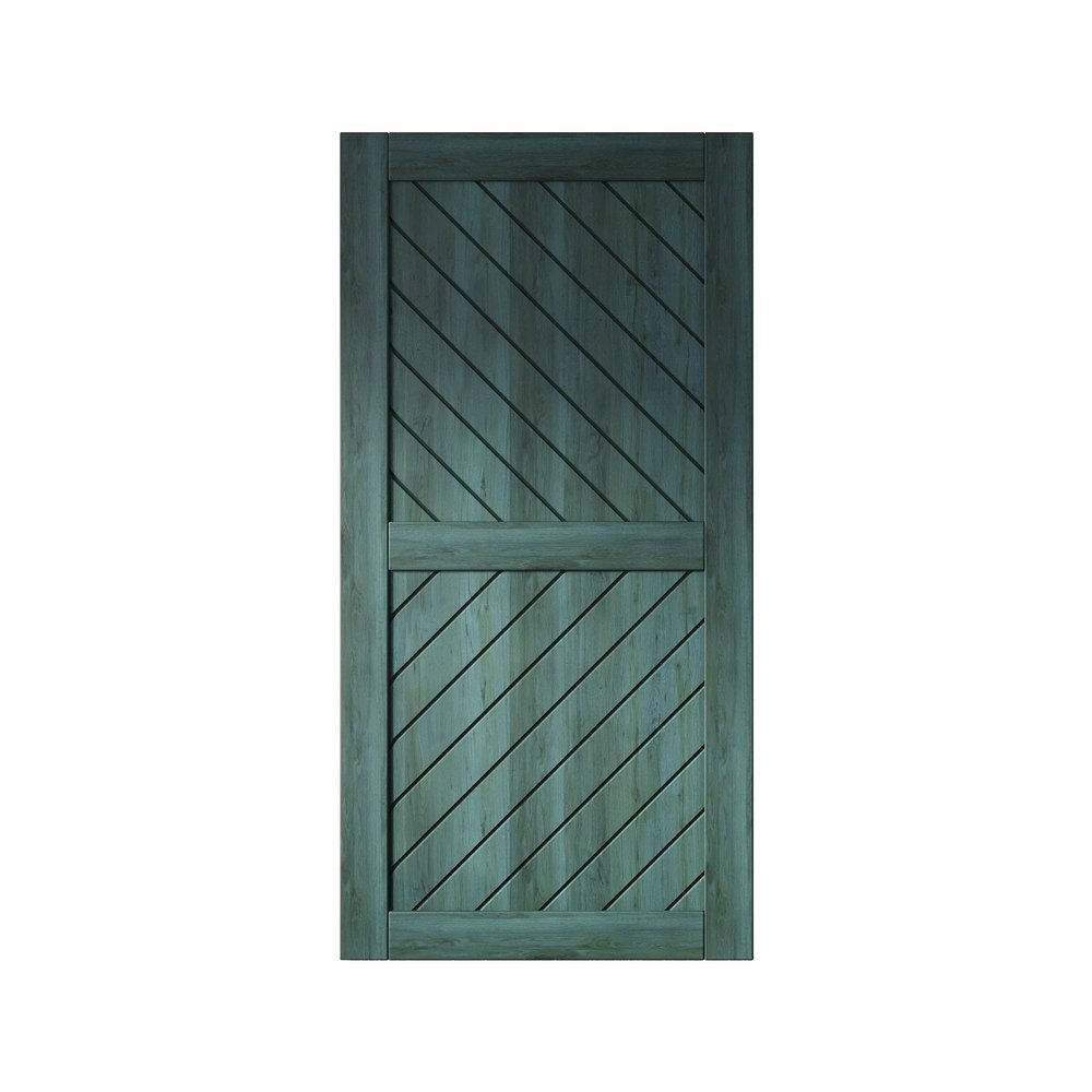 Homacer 32 in. x 80 in. Slanted Stripe Design 004 Royal Pine Finished & Unassembled Pine Wood Barn Door (Interior Use Only)