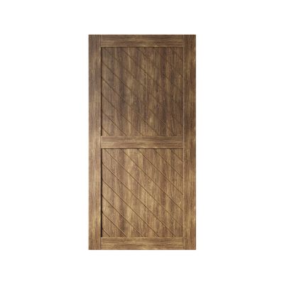 Homacer 32 in. x 80 in. Slanted Stripe Design 002 Dark Walnut Finished & Unassembled Pine Wood Barn Door (Interior Use Only)