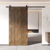 Homacer 32 in. x 80 in. Slanted Stripe Design 002 Dark Walnut Finished & Unassembled Pine Wood Barn Door (Interior Use Only) view 2