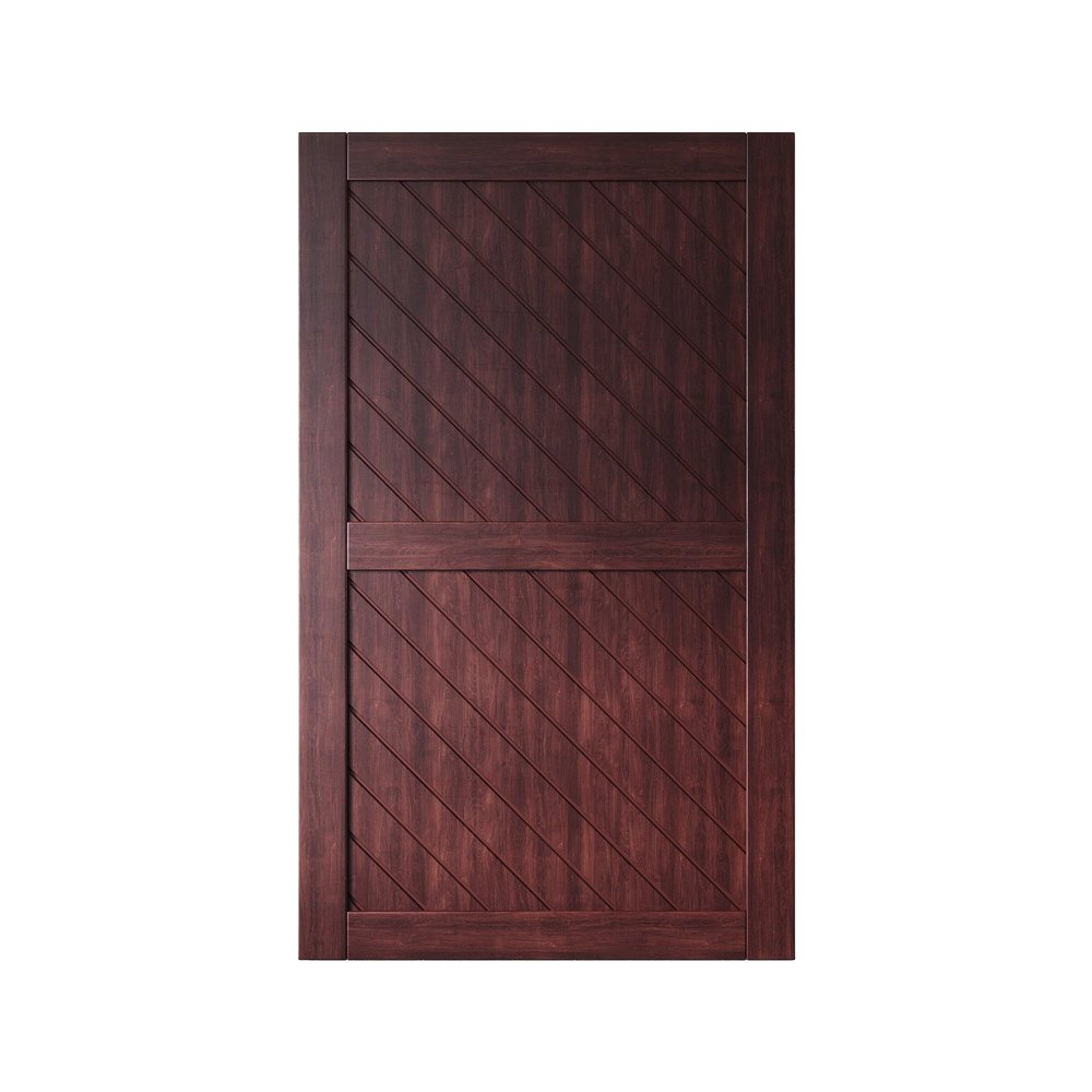 Homacer 48 in. x 80 in. Slanted Stripe Design 002 Red Mahogany Finished & Unassembled Pine Wood Barn Door (Interior Use Only)