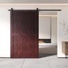 Homacer 48 in. x 80 in. Slanted Stripe Design 002 Red Mahogany Finished & Unassembled Pine Wood Barn Door (Interior Use Only) view 2