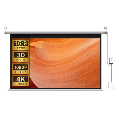 XOBRJQZ Motorized Projector Screen, Diagonal 16:9 Movie Screens, 3D 4K Ultra HD Projector Screen for Home Theater Education(60 inch)