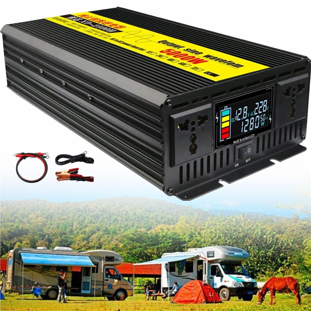 4000W 5000W 6000W 7000W 8000W 9000W Pure Sine Wave Power Inverter 12V/24V/48V/60V/72V DC to 110V 120V 220V 230V Converter for Family Car with AC Power Outlets for Motorhomes,Truck,Boat,Camping(5000W,2