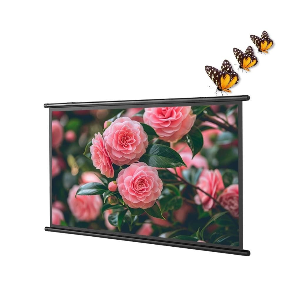 Manual Pull Down Projector Screen, 4K HD 30" 40" 50" 60" 72" Projection Screen, Anti-Crease Movie Screen for Home Theater Office(72 Inch 4:3)