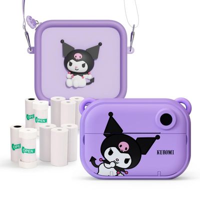 Bundle Kuromi Instant Print Digital Camera, Kuromi Bag, 2 Print Refill Sets - Model P by Kidamento