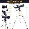 Ultra Hd, Telescope 400/70mm Astronomical Telescope Refractor Telescope with Adjustable Tripod & Smartphone Adapter, HD Portable Telescope for Beginners Double The Comfort view 4