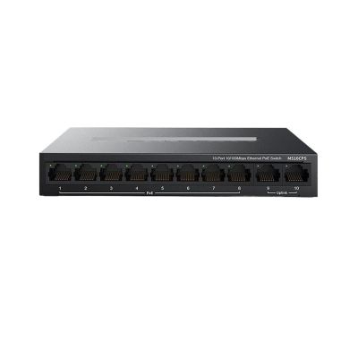 BAISULI Business Ethernet switches 10-Port 100M PoE Switch,Single-Port PoE Power 15.4W, 2 Uplink Ports, Home Network Line Splitter MS10CPS(with U.S Insert Head)