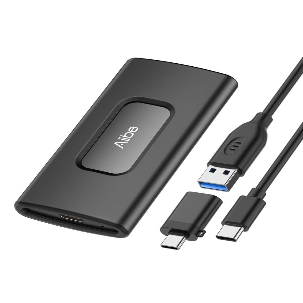 Aiibe 500GB External Solid State Drive USB C Portable SSD USB 3.2 Gen 2, Up to 1050MB/s, External SSD 500GB External Hard Drive for iPhone 15/Pro, Laptop, Mac and PS4 (Black)