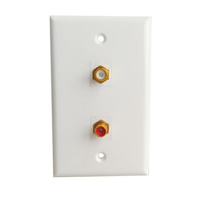 BOPLAT RCA Wall Plate 2 Port Female to Female - Single Gang Subwoofer Cover Plate for L/R Stereo Speaker with RCA Keystone Jack Insert