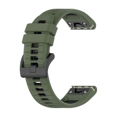 20/22/26mm Quick Release Silicone Strap for Garmin Fenix 8 7XPro 6X 5X 5 945 Wristband(Olive green black,20mm)