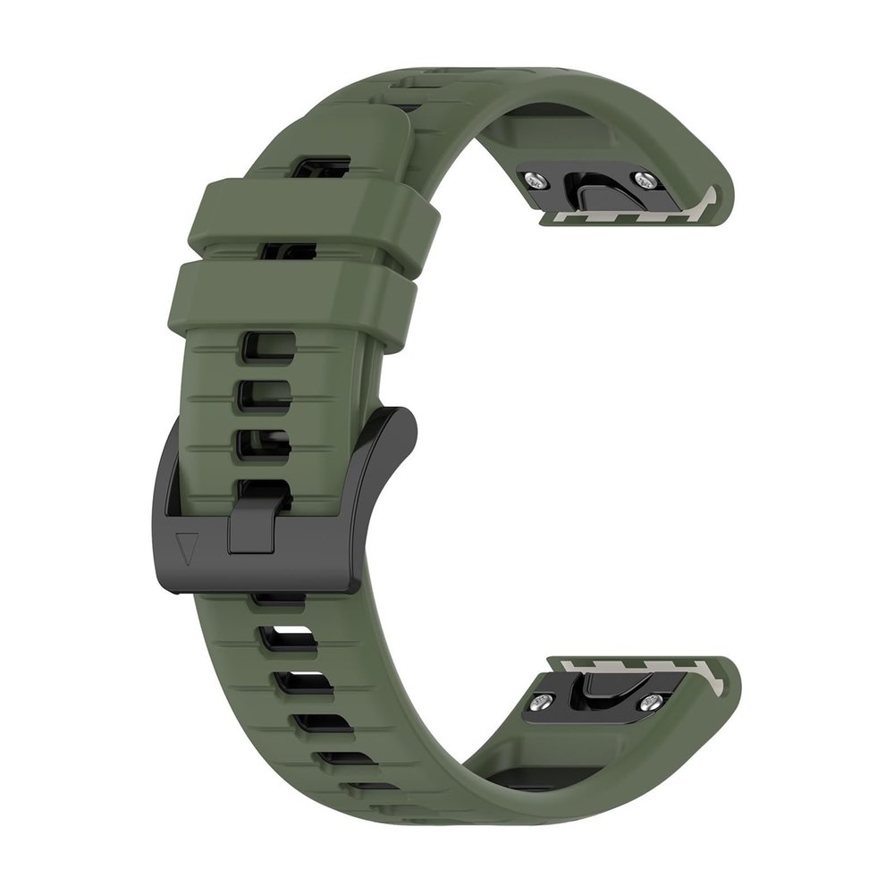 20/22/26mm Quick Release Silicone Strap for Garmin Fenix 8 7XPro 6X 5X 5 945 Wristband(Olive green black,20mm)