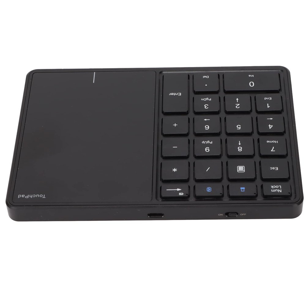 Dioche Numeric Keypad Touchpad 22 Keys Dual Modes BT 2.4G USB Number Pad Portable ABSType C Charging for Office Use (Black)